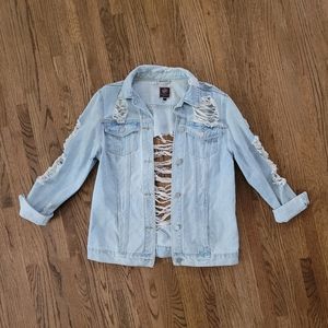 Distressed denim jacket